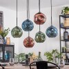 Ripoll Hängeleuchte Glas 20 cm Blau, Grün, Kupferfarben, 6-flammig