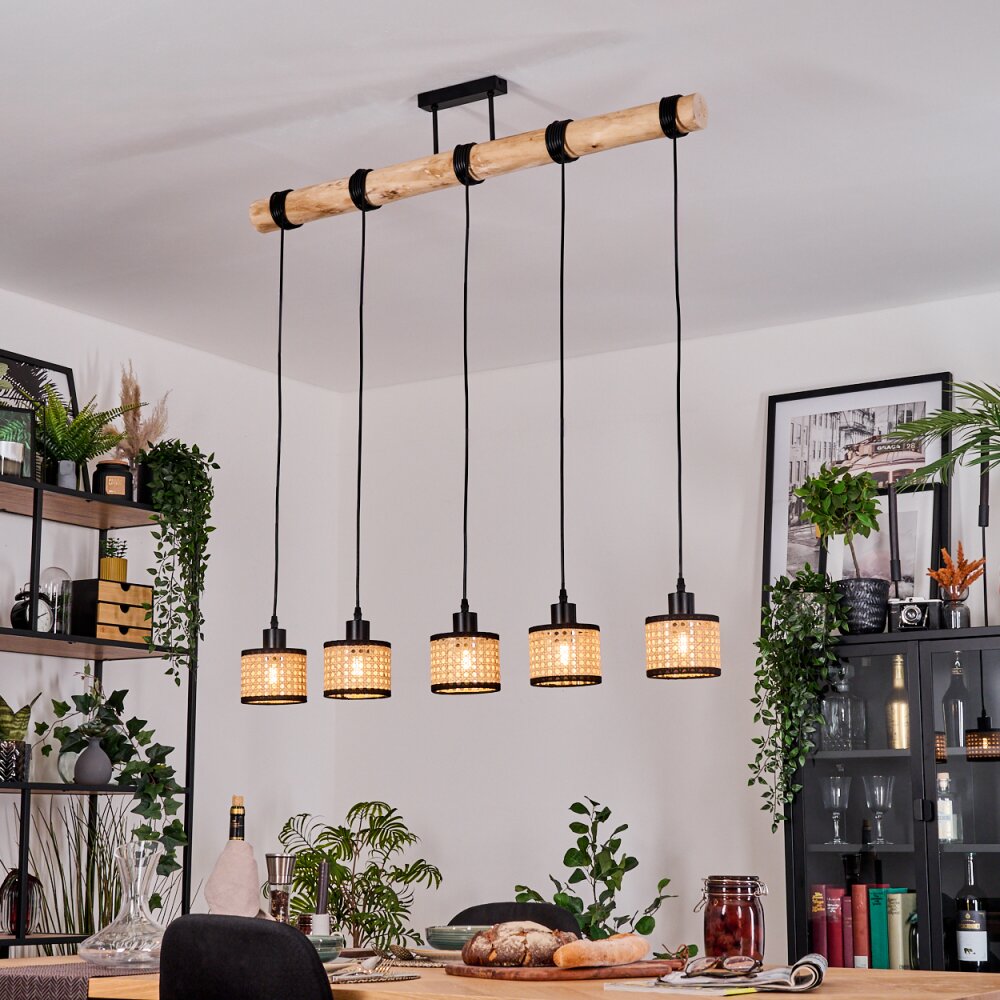 Ramila Hängeleuchte Naturfarben, Schwarz, 5-flammig main product photo