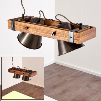 Oksbol Pendelleuchte Holz dunkel, Schwarz, 2-flammig