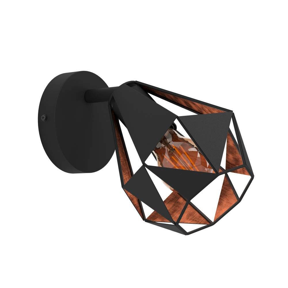 Eglo Leuchten CARLTON Wandleuchte Kupferfarben, Schwarz, 1-flammig main product photo
