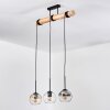 Koyoto Hängeleuchte Glas 15 cm Naturfarben, Schwarz, 3-flammig