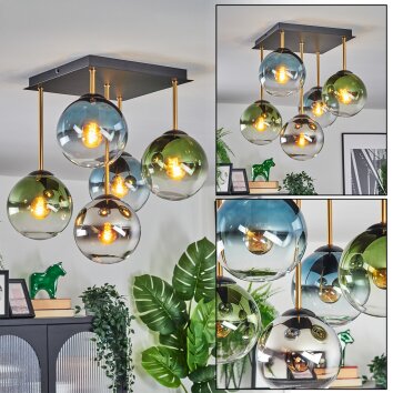 Gastor Deckenleuchte Glas 15 cm Gold, Schwarz, 5-flammig
