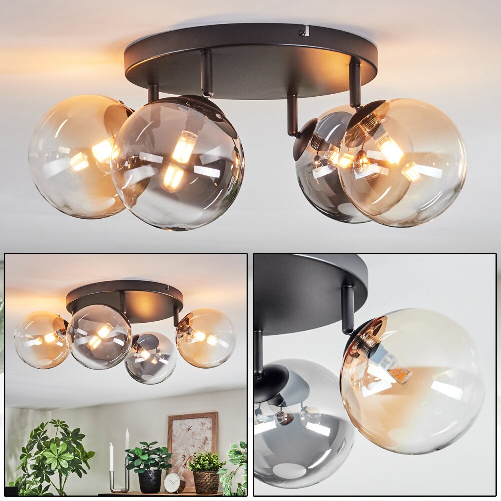 Chehalis Deckenleuchte Glas 15 cm Bernsteinfarben, Klar, Rauchfarben, 4-flammig main product photo