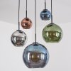 Koyoto Hängeleuchte Glas 15 cm, 20 cm, 25 cm, 30 cm Blau, Chrom, Grün, Kupferfarben, Rauchfarben, 5-flammig