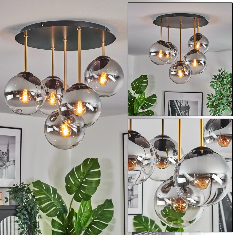 Gastor Deckenleuchte Glas 15 cm Messing, Schwarz, 5-flammig main product photo