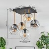 Ripoll Deckenleuchte Glas 15 cm Gold, Schwarz, 5-flammig