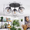 Koyoto Deckenleuchte Glas 15 cm Klar, Rauchfarben, 3-flammig