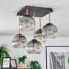 Ripoll Deckenleuchte Glas 15 cm Gold, Schwarz, 5-flammig