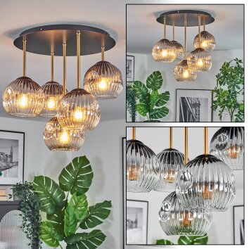 Ripoll Deckenleuchte Glas 15 cm Messing, Schwarz, 5-flammig