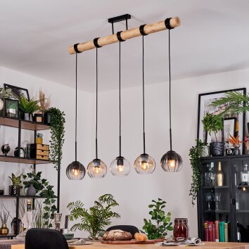 Koyoto Hängeleuchte Glas 15 cm Naturfarben, Schwarz, 5-flammig Koyoto Hängeleuchte Glas 15 cm Naturfarben, Schwarz, 5-flammig
