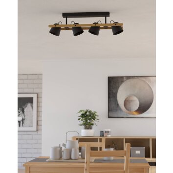EGLO HORNWOOD-Z Deckenleuchte LED Braun, Schwarz, 4-flammig, Farbwechsler
