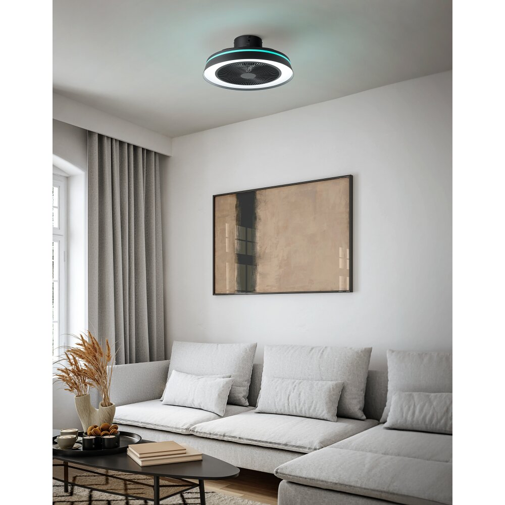 EGLO VALLONIA 1 Leuchte mit Ventilator LED Schwarz, Fernbedienung, Farbwechsler main product photo