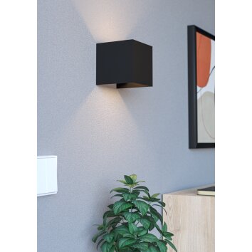 EGLO RINCINE Wandleuchte LED Schwarz, Bewegungsmelder, Fernbedienung