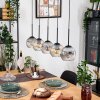 Ripoll Hängeleuchte Glas 15 cm Naturfarben, Schwarz, 5-flammig