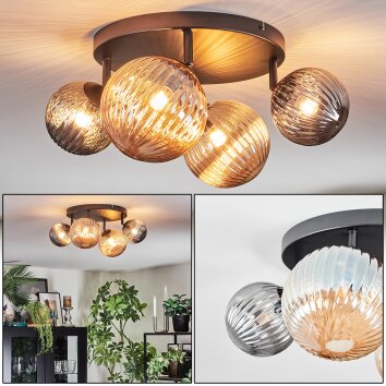 Chehalis Deckenleuchte Glas 12 cm, 15 cm Bernsteinfarben, Rauchfarben, 4-flammig