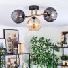 Koyoto Deckenleuchte Glas 15 cm Gold, Schwarz, 3-flammig