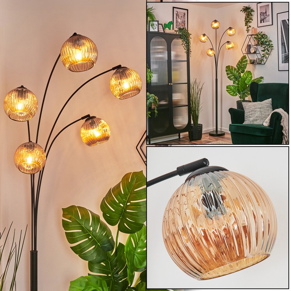 Ripoll Stehleuchte Glas 15 cm Bernsteinfarben, 5-flammig main product photo