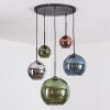 Koyoto Hängeleuchte Glas 15 cm, 20 cm, 25 cm, 30 cm Blau, Chrom, Grün, Kupferfarben, Rauchfarben, 5-flammig
