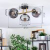 Koyoto Deckenleuchte Glas 15 cm Gold, Schwarz, 3-flammig