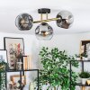 Ripoll Deckenleuchte Glas 15 cm Gold, Schwarz, 3-flammig