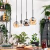 Ripoll Hängeleuchte Glas 15 cm Naturfarben, Schwarz, 4-flammig