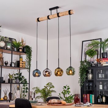 Ripoll Hängeleuchte Glas 15 cm Naturfarben, Schwarz, 4-flammig