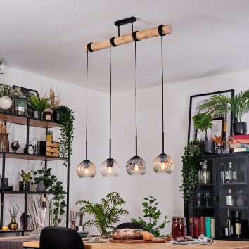 Ripoll Hängeleuchte Glas 15 cm Naturfarben, Schwarz, 4-flammig