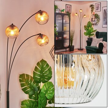 Ripoll Stehleuchte Glas 15 cm Bernsteinfarben, Klar, 3-flammig