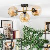 Ripoll Deckenleuchte Glas 15 cm Gold, Schwarz, 3-flammig