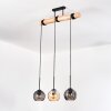 Koyoto Hängeleuchte Glas 15 cm Naturfarben, Schwarz, 3-flammig