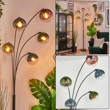 Gastor Stehleuchte Glas 15 cm Blau, Grün, Klar, Kupferfarben, 5-flammig