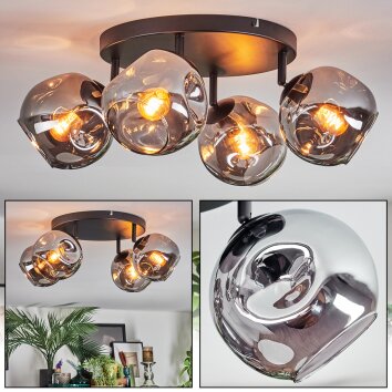 Ripoll Deckenleuchte Glas 15 cm Rauchfarben, 4-flammig