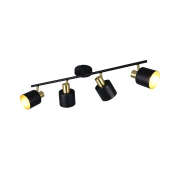 Trio Eva Deckenspot Schwarz-Gold, 4-flammig
