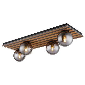 Globo Parsons Deckenleuchte Naturfarben, Schwarz, 4-flammig