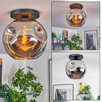 Ripoll Deckenleuchte Glas 30 cm Chrom, Rauchfarben, 1-flammig