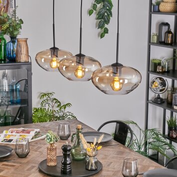 Mertola Hängeleuchte Glas 25 cm Schwarz, 3-flammig