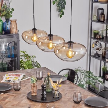 Mertola Hängeleuchte Glas 30 cm Schwarz, 3-flammig