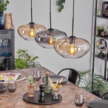 Mertola Hängeleuchte Glas 30 cm Schwarz, 3-flammig
