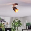 Fallhagen Deckenleuchte Chrom, Holz dunkel, 1-flammig