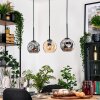 Ripoll Hängeleuchte Glas 15 cm Naturfarben, Schwarz, 3-flammig