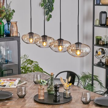 Mertola Hängeleuchte Glas 20 cm Bernsteinfarben, Klar, 4-flammig