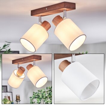 Fallhagen Deckenleuchte Chrom, Holz dunkel, 2-flammig