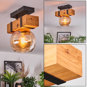 Sernadelo Deckenleuchte Glas 15 cm Naturfarben, Schwarz, 1-flammig