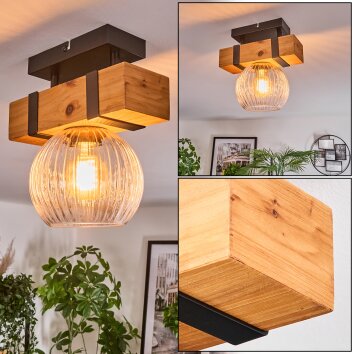 Sernadelo Deckenleuchte Glas 15 cm Naturfarben, Schwarz, 1-flammig