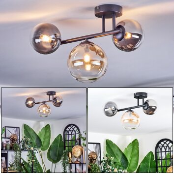 Chehalis Deckenleuchte Glas 12 cm, 15 cm Bernsteinfarben, Klar, Rauchfarben, 3-flammig