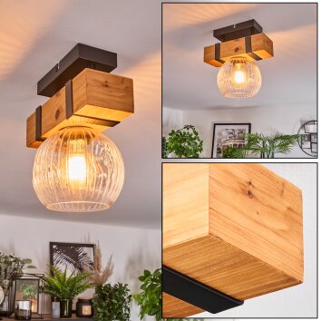 Sernadelo Deckenleuchte Glas 15 cm Naturfarben, Schwarz, 1-flammig