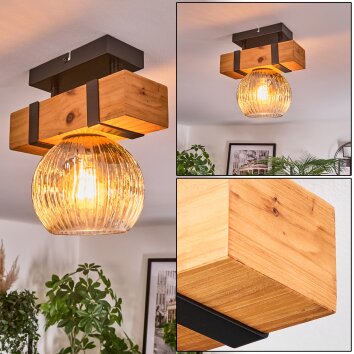 Sernadelo Deckenleuchte Glas 15 cm Naturfarben, Schwarz, 1-flammig