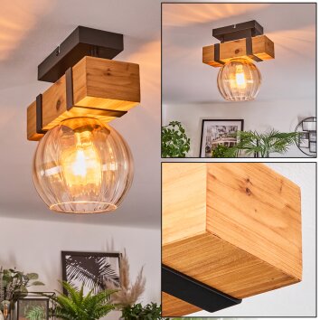 Sernadelo Deckenleuchte Glas 15 cm Naturfarben, Schwarz, 1-flammig