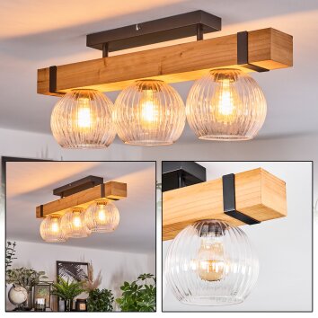 Sernadelo Deckenleuchte Glas 15 cm Naturfarben, Schwarz, 3-flammig