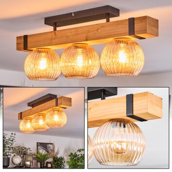 Sernadelo Deckenleuchte Glas 15 cm Naturfarben, Schwarz, 3-flammig